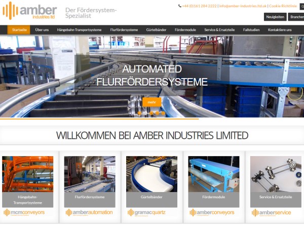 Neue Amber Industries Homepage auf Deutsch