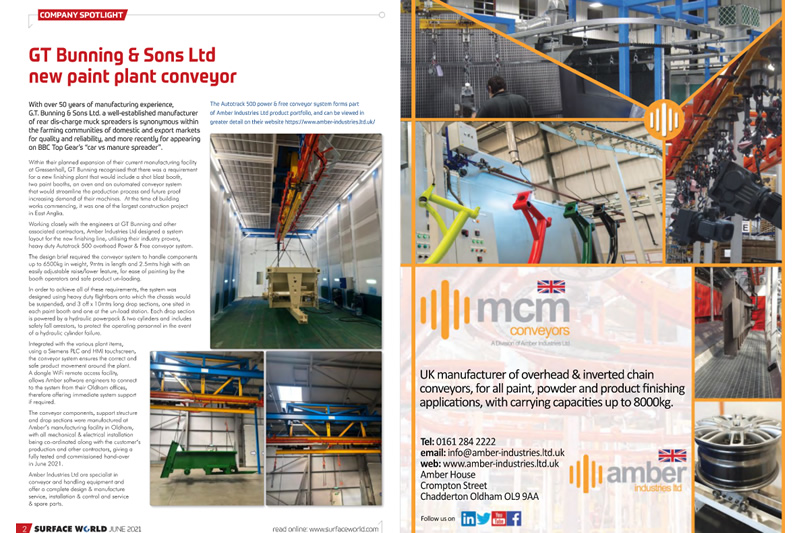 Im Rampenlicht – GT Bunning & Sons Ltd.: Neues Förderband für Lackieranlagen