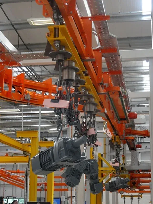 Automatisiertes Fördersystem für Nähmaschinen mit Overdrive Automated Conveyor System for Sew Overdrive